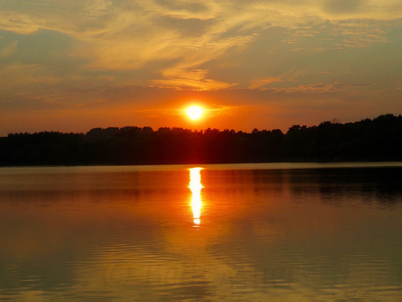 Orange Sunset Over Water Horizontal View